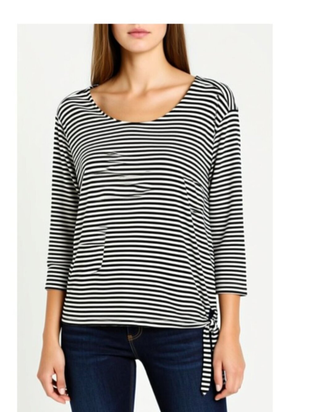 Cathy Daniels Black & White Striped top, Size XL (F28)